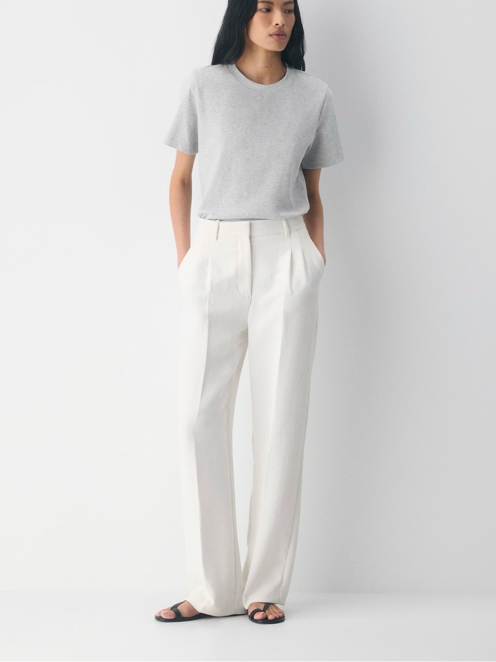 aritzia the effortless pant in crepette light birch size 4